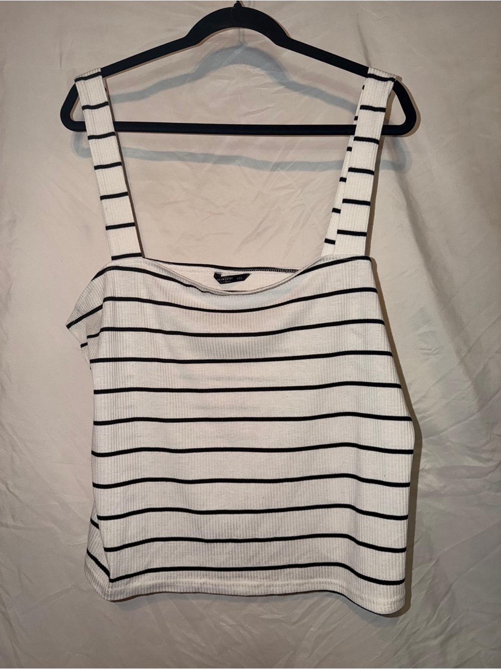SHEIN White Tank Top with Black Stripes